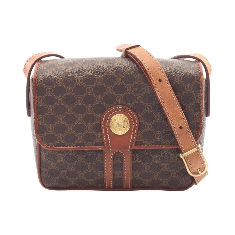 Celine Macadam Shoulder Bag/Handbag, Coated Canvas and Leather, Women's, Brown